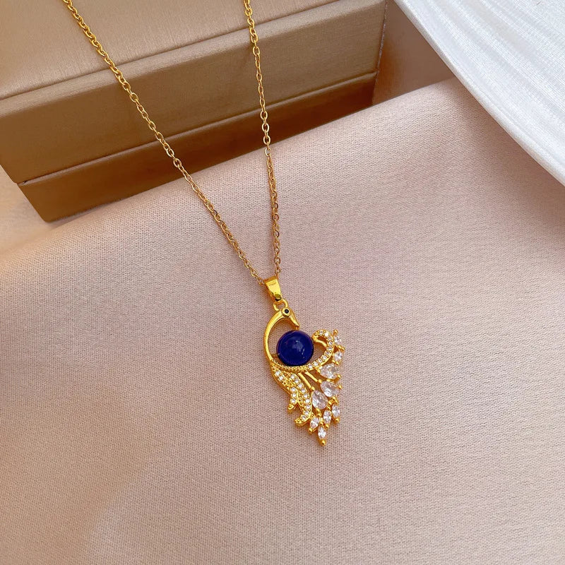 Temperature Control Gems Phoenix Pendant Necklace for Women