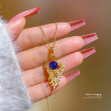 Temperature Control Gems Phoenix Pendant Necklace for Women