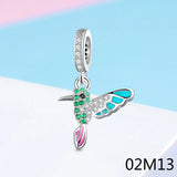 925 Silver Pink Butterfly Heart Zirconia Beads