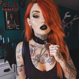 CEA Women PU Leather Harness Necklaces O-ring Choker Sexy Punk Bondage