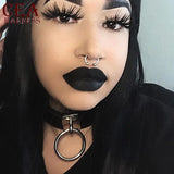 CEA Women PU Leather Harness Necklaces O-ring Choker Sexy Punk Bondage