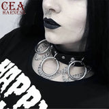 CEA Leather Choker Sexy Goth Neck Chain Rock Woman's Choker