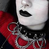 CEA Leather Choker Sexy Goth Neck Chain Rock Woman's Choker