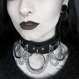 CEA Leather Choker Sexy Goth Neck Chain Rock Woman's Choker