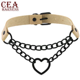 CEA Sexy Women PU Leather Punk O-Ring Round Choker