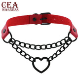 CEA Sexy Women PU Leather Punk O-Ring Round Choker