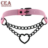 CEA Sexy Women PU Leather Punk O-Ring Round Choker