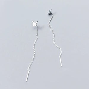 925 Silver Butterfly Tassel Earrings for Women Girls