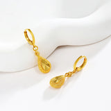 925 Silver Car Flower Water Drop Earrings, 24K Gold Plated, Elegant Style