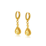 925 Silver Car Flower Water Drop Earrings, 24K Gold Plated, Elegant Style