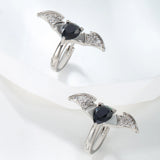 925 Silver Droplet Zircon Bat Ear Buckle Earrings