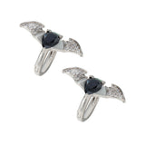 925 Silver Droplet Zircon Bat Ear Buckle Earrings