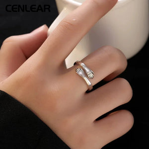 925 Sterling Silver Embrace Ring Couple Ring