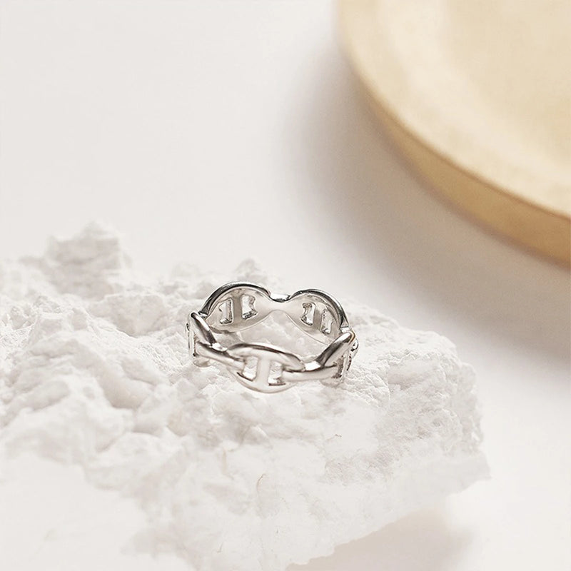 925 Sterling Silver Personalized Chain Ring Jewelry