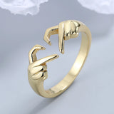 925 Sterling Silver Love Gesture Ring Romantic Hands To Heart