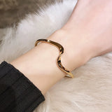 925 Sterling Silver Wave Bracelet 18K Plated Open Bracelet