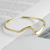 925 Sterling Silver Wave Bracelet 18K Plated Open Bracelet