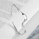 925 Sterling Silver Wave Bracelet 18K Plated Open Bracelet