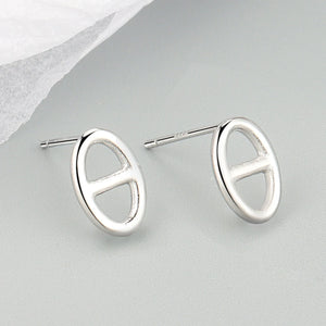 925 Sterling Silver Pig Nose Earring Hollow Minimalist Instagram Earring