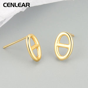 925 Sterling Silver Pig Nose Earring Hollow Minimalist Instagram Earring