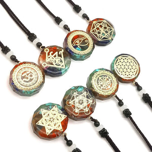 Natural Crystal Gravel Pendant Chakra Power Stone Necklace