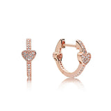 CHAMSS Wild Sterling Silver Earrings Sparkling Heart Round Earplugs Rose