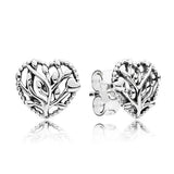 CHAMSS Wild Sterling Silver Earrings Sparkling Heart Round Earplugs Rose