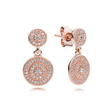 CHAMSS Wild Sterling Silver Earrings Sparkling Heart Round Earplugs Rose