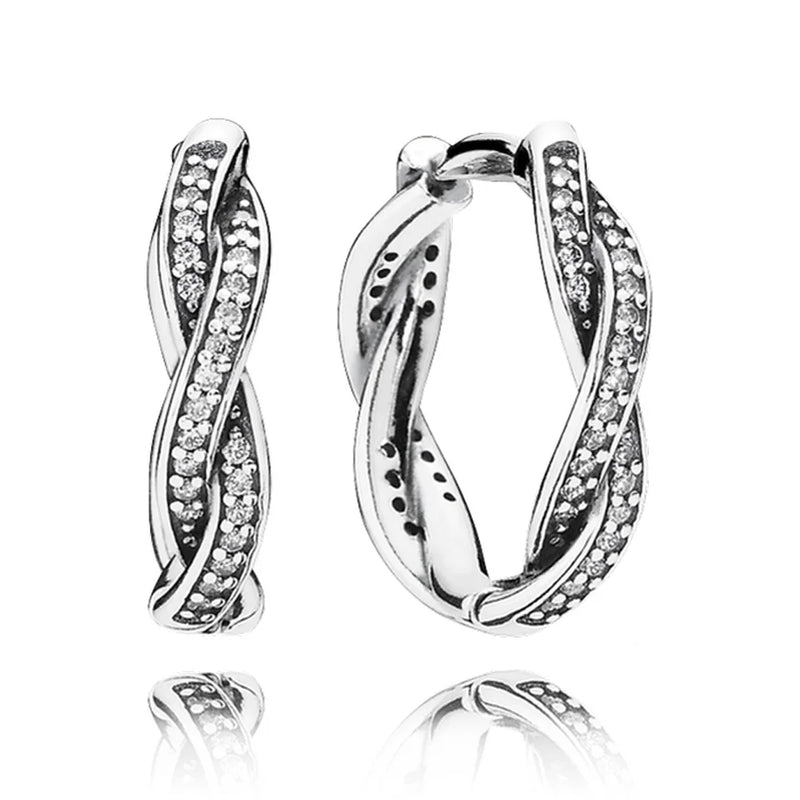 CHAMSS Wild Sterling Silver Earrings Sparkling Heart Round Earplugs Rose
