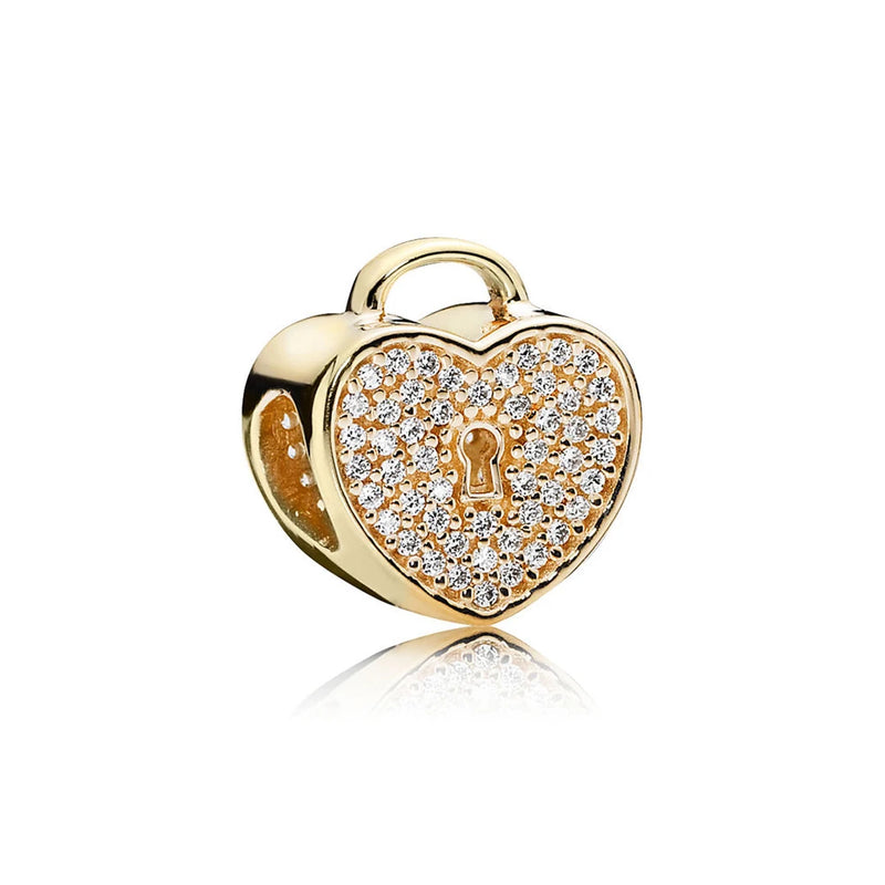 CHAMSS S925 Silver Bound by Love Heart Lock Mum Charm Jewelry Gift