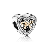 CHAMSS S925 Silver Bound by Love Heart Lock Mum Charm Jewelry Gift