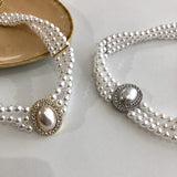 CHAPEL Light 3-Layer Pearl Collar Necklace for Women Party Gift