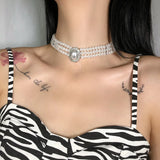 CHAPEL Light 3-Layer Pearl Collar Necklace for Women Party Gift