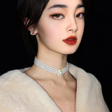 CHAPEL Light 3-Layer Pearl Collar Necklace for Women Party Gift