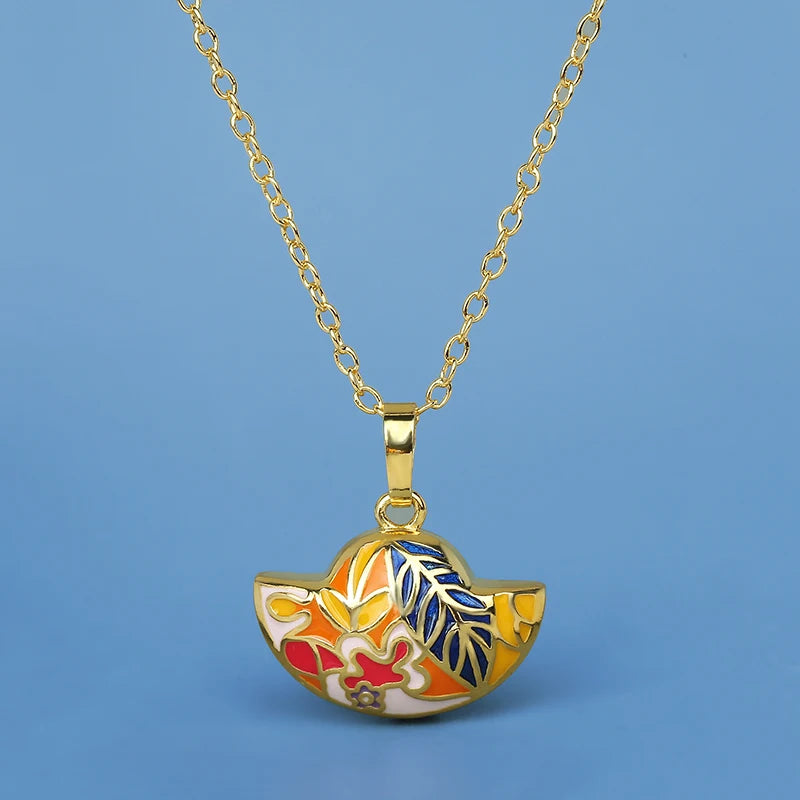 Bohemia Jewelry Silver Pendant Necklace for Women with Colorful Enamel