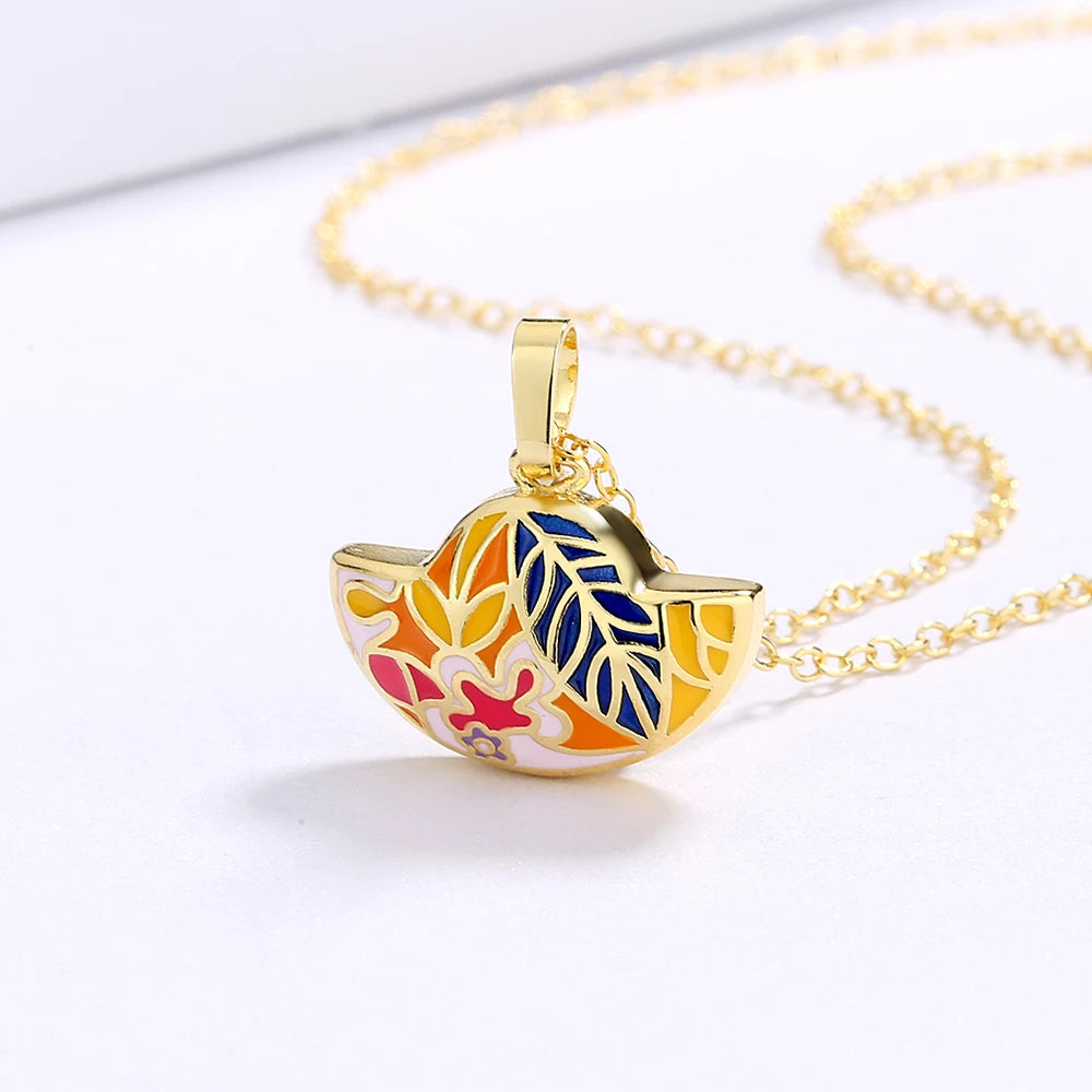 Bohemia Jewelry Silver Pendant Necklace for Women with Colorful Enamel