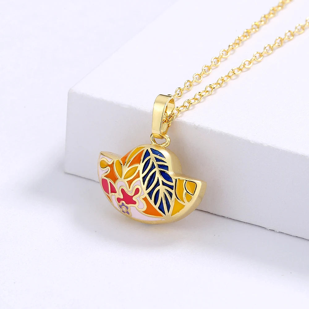 Bohemia Jewelry Silver Pendant Necklace for Women with Colorful Enamel