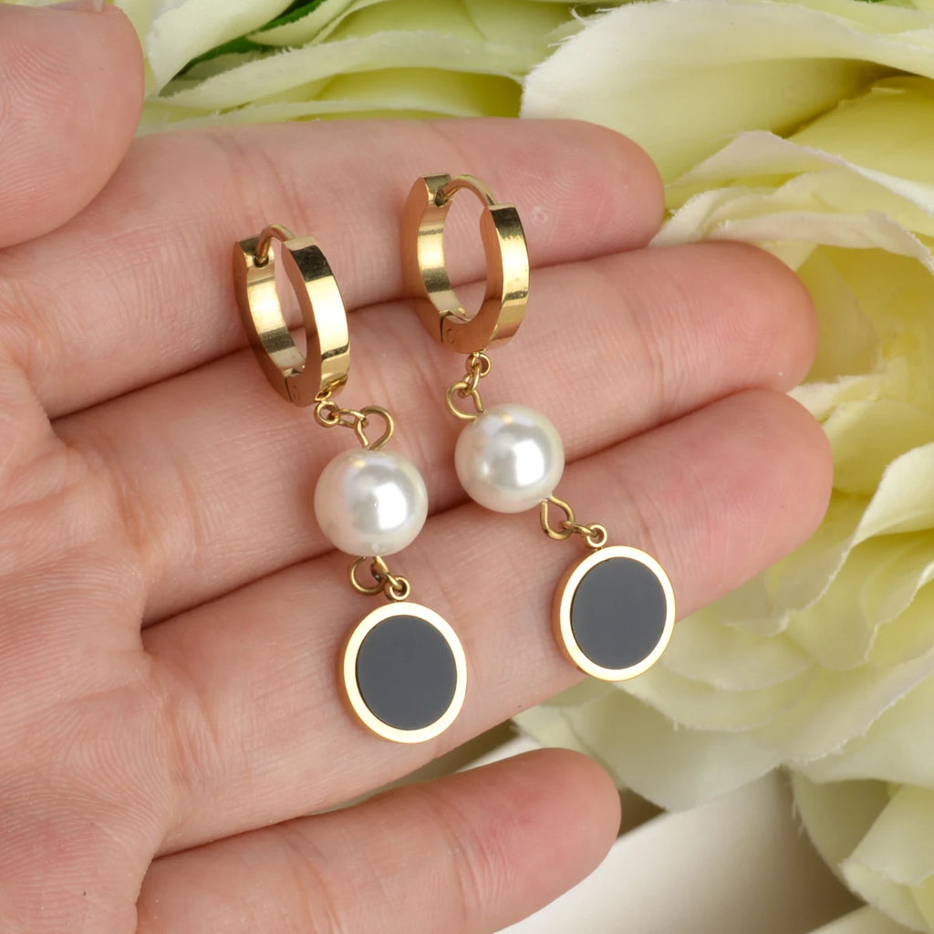 Charm Hanging Pearl Hoop Earrings for Women