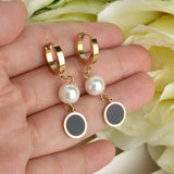 Charm Hanging Pearl Hoop Earrings for Women