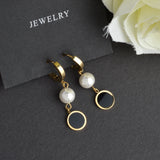 Charm Hanging Pearl Hoop Earrings for Women