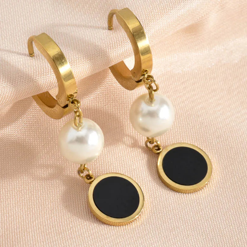 Charm Hanging Pearl Hoop Earrings for Women