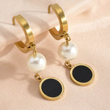 Charm Hanging Pearl Hoop Earrings for Women