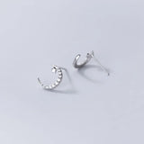 Real 925 Sterling Silver Star Moon Stud Earrings for Women Girls