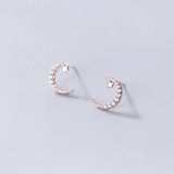 Real 925 Sterling Silver Star Moon Stud Earrings for Women Girls