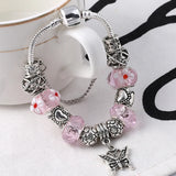CHEILOYS Silver Cartoon Butterfly Beads Bracelets for Women Girl Jewelry