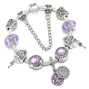 CHEILOYS Silver Cartoon Butterfly Beads Bracelets for Women Girl Jewelry