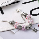 CHEILOYS Silver Cartoon Butterfly Beads Bracelets for Women Girl Jewelry