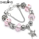 CHEILOYS Silver Cartoon Butterfly Beads Bracelets for Women Girl Jewelry