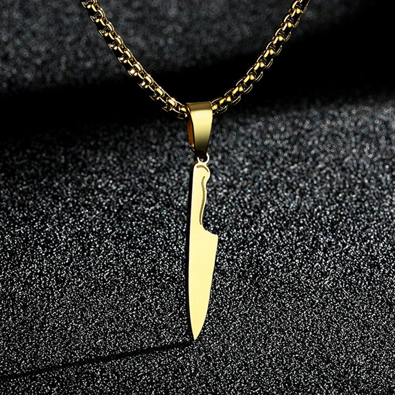 Dainty Chef Pendant Necklace Steel Charm Neck Chain Talisman Protection Jewelry