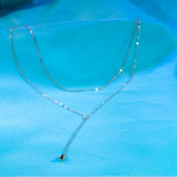 CHENJI 925 Silver Double-Layer Y-Shaped Necklace Light Niche